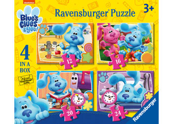 RAVENSBURGER 031290 BLUES CLUES & YOU -  4 IN A BOX - WE LOVE A BLUES CLUES DAY 12 - 16 - 20 - 24PC JIGSAW PUZZLES