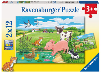 RAVENSBURGER 075829 BABY FARM ANIMALS 2x12PC JIGSAW PUZZLE