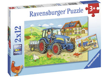 RAVENSBURGER 076161 HARD AT WORK 2x12PC JIGSAW PUZZLE