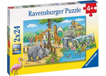 RAVENSBURGER 078066 WELCOME TO THE ZOO 2x24PC JIGSAW PUZZLE