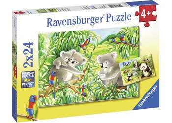 RAVENSBURGER 078202 SWEET KOALAS AND PANDAS 2x24PC JIGSAW PUZZLE