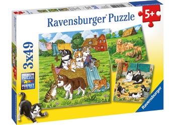 RAVENSBURGER 080021 CATS AND DOGS 3x49PC JIGSAW PUZZLE