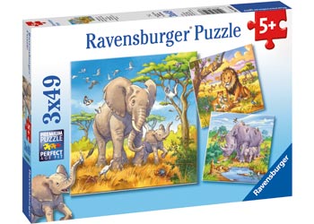 RAVENSBURGER 080038 WILD ANIMALS 3x49PC JIGSAW PUZZLE