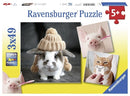 RAVENSBURGER 080281 FUNNY ANIMAL PORTRAITS 3x49PC JIGSAW PUZZLE