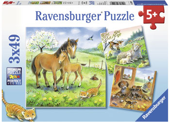 RAVENSBURGER 080298 CUDDLE TIME 3x49PC JIGSAW PUZZLE