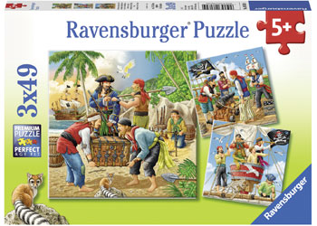 RAVENSBURGER 080304 ADVENTURE ON THE HIGH SEAS 3x49PC JIGSAW PUZZLE