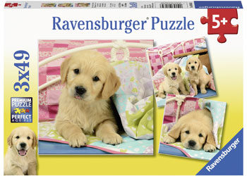 RAVENSBURGER 080656 CUTE PUPPY DOGS 3x49PC JIGSAW PUZZLE