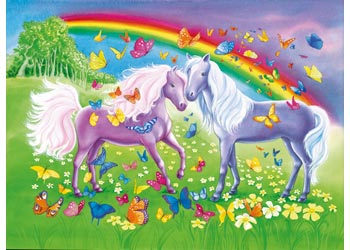 RAVENSBURGER 091935 RAINBOW HORSES 2x24PC JIGSAW PUZZLE