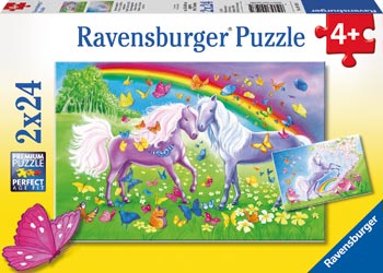 RAVENSBURGER 091935 RAINBOW HORSES 2x24PC JIGSAW PUZZLE