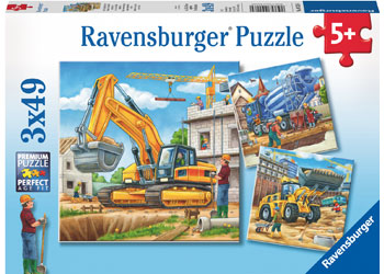 RAVENSBURGER 092260 LARGE CONSTRUCTION VEHICLES 3X49PC JIGSAW PUZZLE