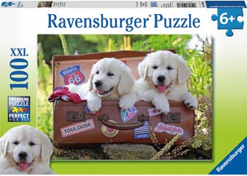 RAVENSBURGER 105380 TRAVELING PUPS 100PC XXL JIGSAW PUZZLE