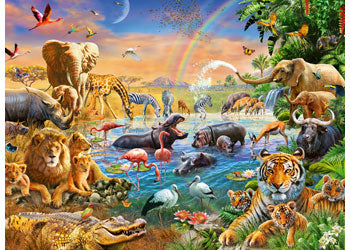 RAVENSBURGER 129102 SAVANNAH JUNGLE WATERHOLE 100PC XXL JIGSAW PUZZLE