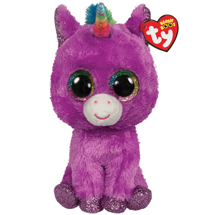 TY BEANIE BOOS ROSETTE PURPLE UNICORN REGULAR