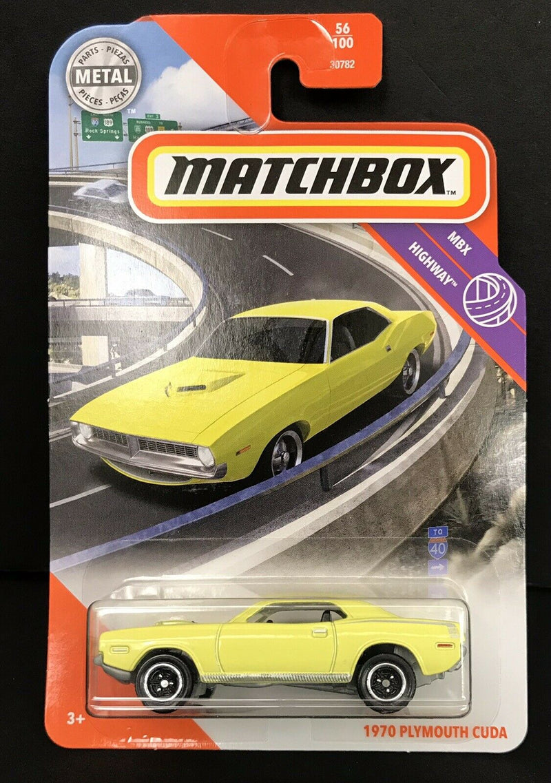 MATCHBOX GKL75 1970 PLYMOUTH CUDA YELLOW 56 OF100 HIGHWAY