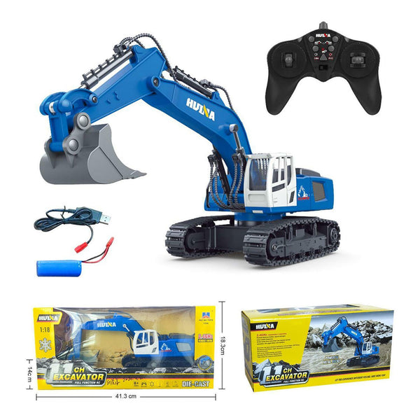 HUINA 1558 RC EXCAVATOR FULL FUNCTION 2.4GHZ FREQUENCY CONTROL 11 CH 1:18 SCALE   - BLUE