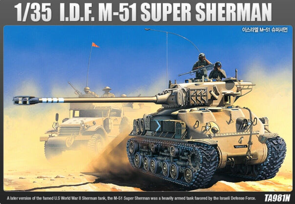 ACADEMY 13254 IDF MEDIUM TANK M-51 SUPER SHERMAN 1:35 PLASTIC MODEL KIT