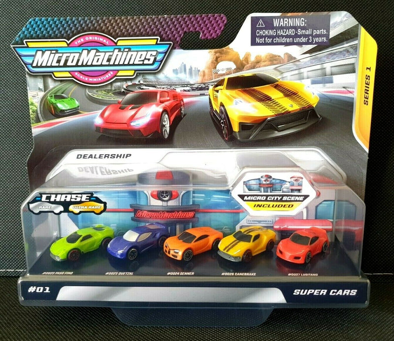 MICRO MACHINES MULTIPACK WORLD PACK 01 DEALERSHIP SUPER CARS 5PC SERIES 1