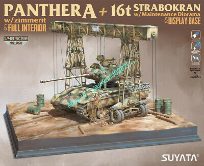 SUYATA NO-001 1/48 PANTHER A PLUS 16T STRABOKRAN WITH MAINTENANCE DIORAMA AND DISPLAY BASE PLASTIC MODEL KIT