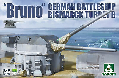 TAKOM 5012 BRUNO GERMAN BATTLESHIP BISMARCK TURRET B 1/72 SCALE PLASTIC MODEL KIT