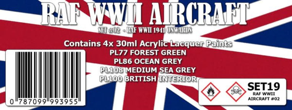 SMS PAINTS SET19 RAF WWII AIRCRAFT No.02 COLOUR SET 4x30ML