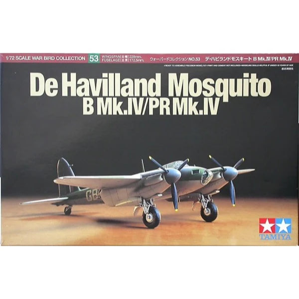 TAMIYA 60753 DE HAVILLAND MOSQUITO B MK.IV/PR MK.IV 1/72 SCALE PLASTIC MODEL KIT