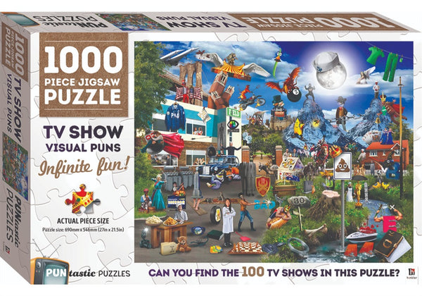 HINKLER PUNTASTIC PUZZLES TV SHOW VISUAL PUNS 1000 PC JIGSAW PUZZLE