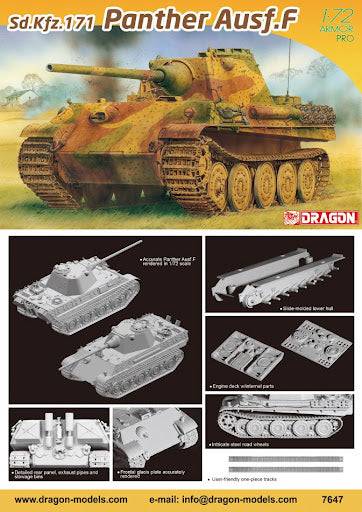 DRAGON 7647 SD.KFZ.171 PANTHER AUSF.F ARMOR PRO 1/72 SCALE PLASTIC MODEL KIT