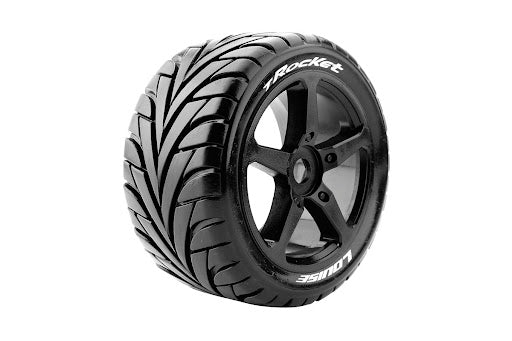 LOUISE L-T3250B 1/8 ON ROAD TRUGGY TYRES WITH BLACK SPOKE RIMS 17MM HEX PAIR