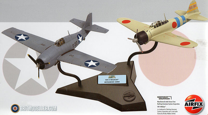 AIRFIX 50184 DOGFIGHT BATTLES F4F-4 WILDCAT AND MITSUBISHI ZERO 2 PLANES WITH THE STAND 1/72 SCALE PLASTIC MODEL KIT