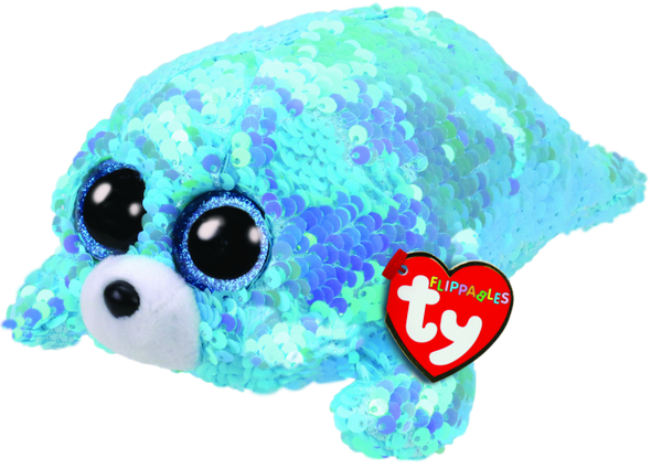 TY BEANIE BOOS FLIPPABLES WAVES BLUE SEAL REGULAR