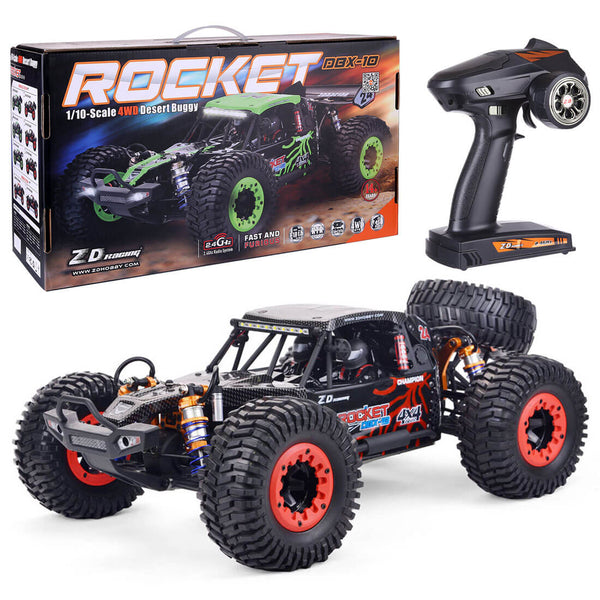 ZD RACING DBX10 1/10 SCALE DBX ROCKET 4WD BRUSHLESS DESERT BUGGY RTR RED INCLUDES BATTERY AND CHARGER